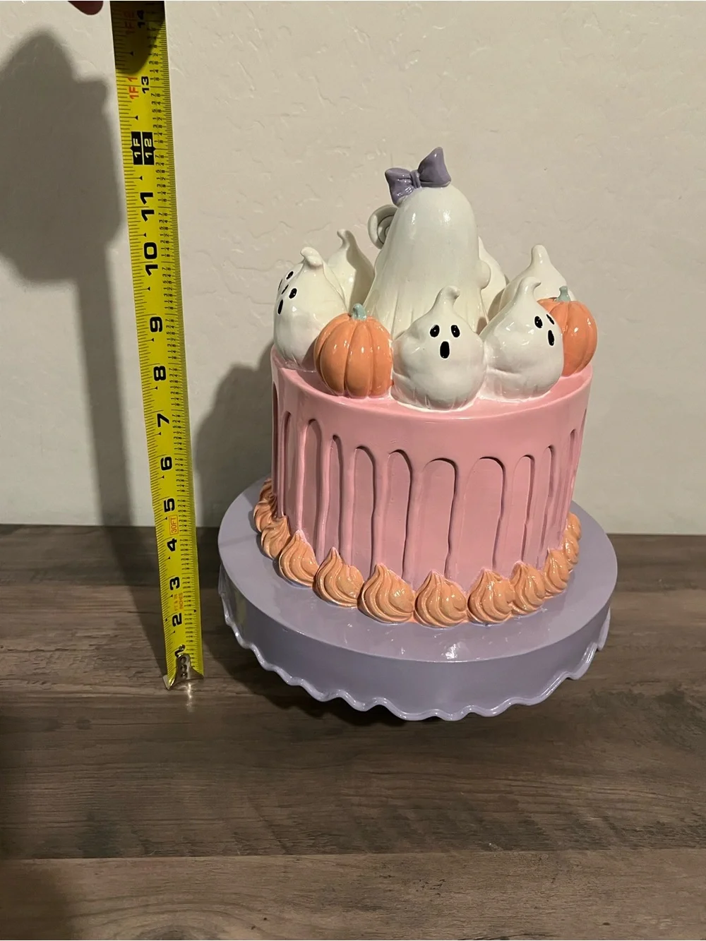 Halloween Ghost Bat & Pumpkin Cake Resin Table Decor Orange Pink & Purple